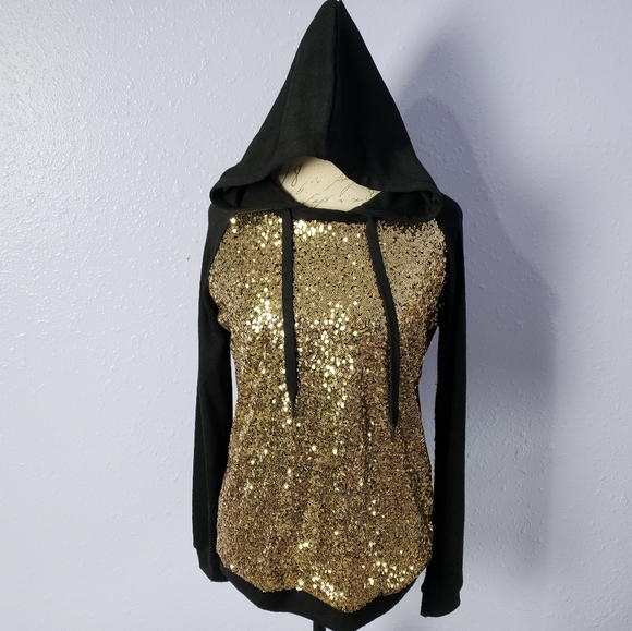 Tops - Sequin Hoodie Sweatshirt Shiny Loud Sparkle